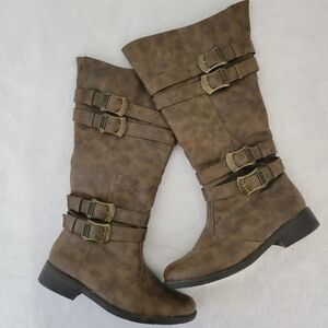 Brown Knee-High Zip-Up Boots Women's Size 7.5
